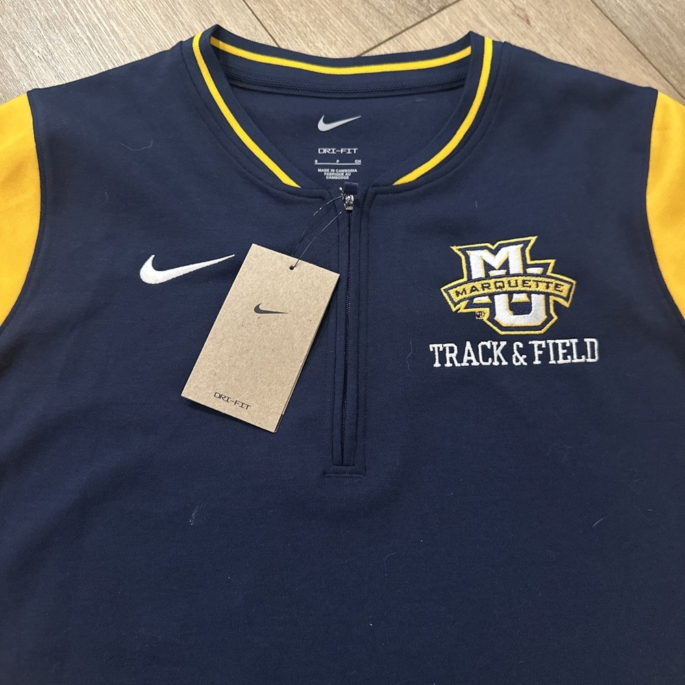 Nike Dri Fit Marquette University Track & Field Logo 1/4 Zip L/S Shirt